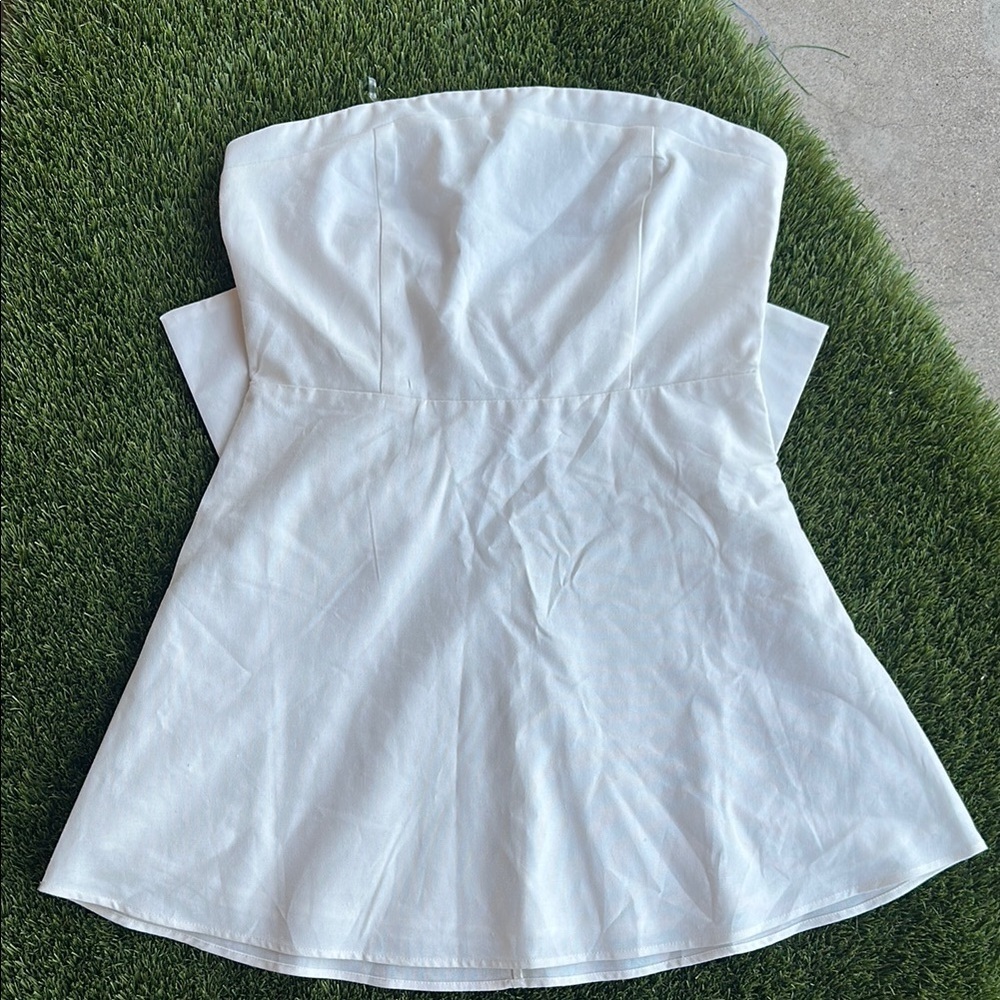 Altar'd State Ivory Strapless Dress Bow in back Women’s Size Large